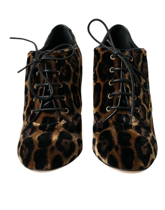 Samt Schnür-Booties mit Leopardendruck - Image 2
