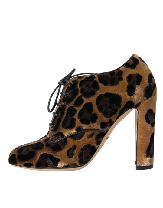 Samt Schnür-Booties mit Leopardendruck - Image 5