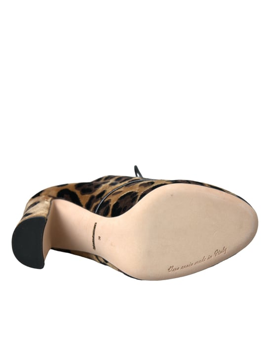 Samt Schnür-Booties mit Leopardendruck - Image 6