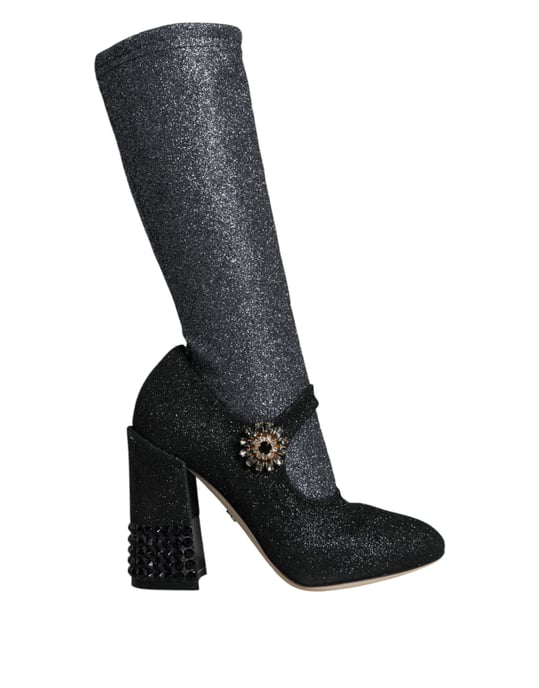 Glitzernde Mary Jane Pumps in Schwarz - Image 1