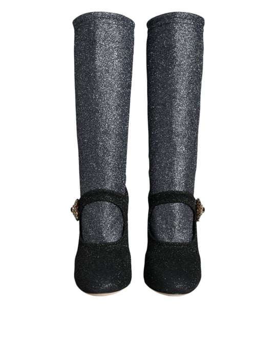 Glitzernde Mary Jane Pumps in Schwarz - Image 2