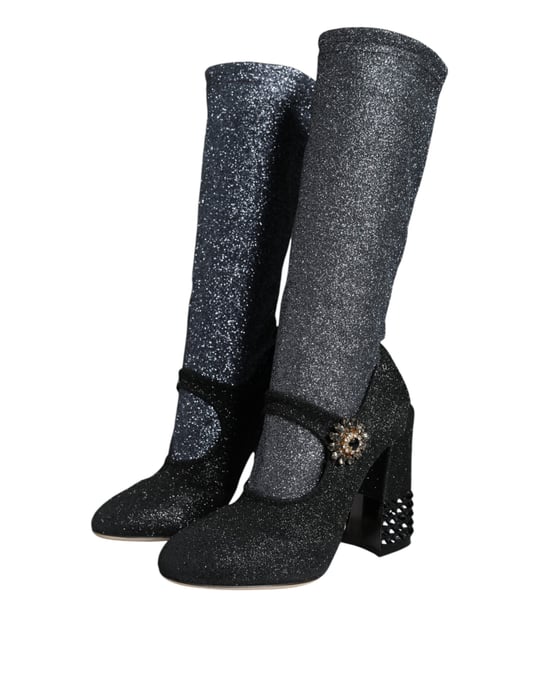 Glitzernde Mary Jane Pumps in Schwarz - Image 3