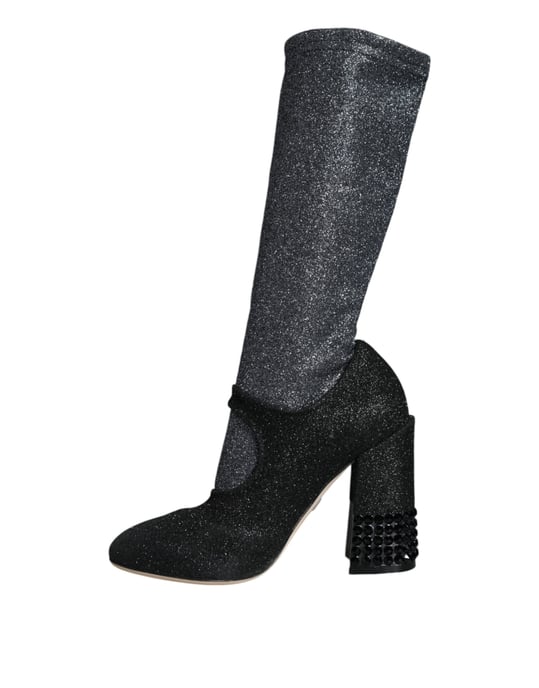 Glitzernde Mary Jane Pumps in Schwarz - Image 5