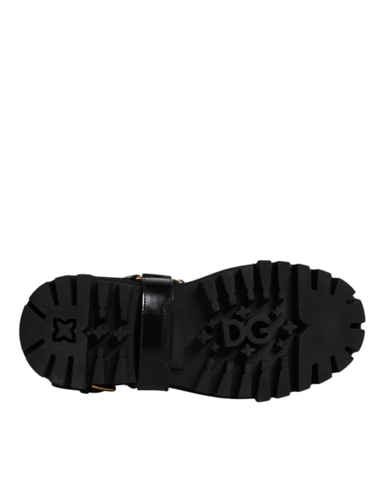 Leder Stiefeletten Schwarze Schnallenstiefel - Image 3