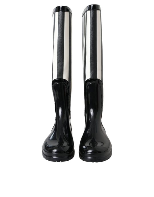 Dolce & Gabbana Gestreifte, wasserdichte Regenstiefel - Schwarz - Image 2