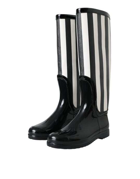 Dolce & Gabbana Gestreifte, wasserdichte Regenstiefel - Schwarz - Image 3