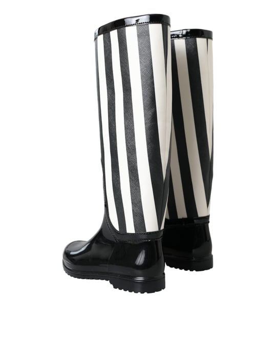 Dolce & Gabbana Gestreifte, wasserdichte Regenstiefel - Schwarz - Image 4