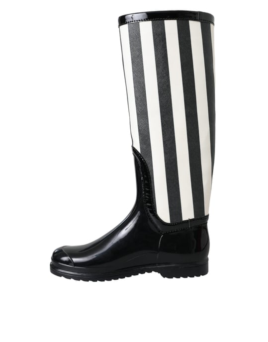 Dolce & Gabbana Gestreifte, wasserdichte Regenstiefel - Schwarz - Image 5