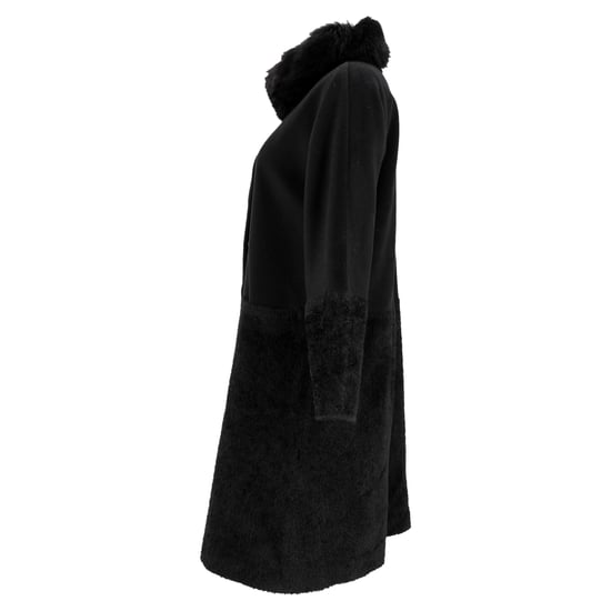 Max Mara Studio Mantel mit Scherenelementen und versteckten Knöpfen aus schwarzer Wolle - Image 2