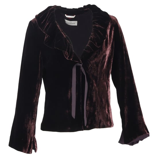 Max Mara Blazer mit Rüschendetail und Schleife aus bordeauxrotem Samt - Image 1