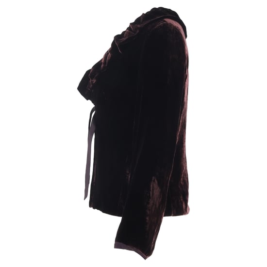 Max Mara Blazer mit Rüschendetail und Schleife aus bordeauxrotem Samt - Image 2