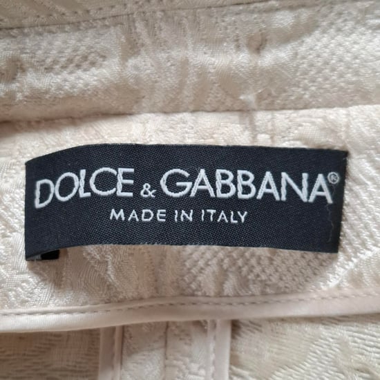 Dolce & Gabbana Blazer aus cremefarbener Baumwolle mit floralem Druck und Kristallverzierungen - Image 3