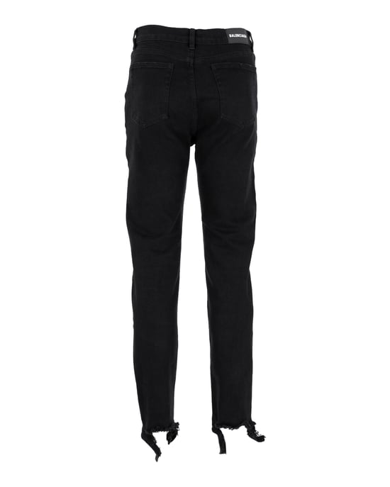 Balenciaga Jeans mit fransigem Saum aus schwarzer Baumwolle - Image 2