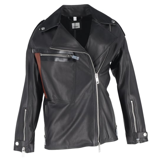 Burberry Stonefield Bikerjacke mit Taschen Details aus schwarzem Leder - Image 1