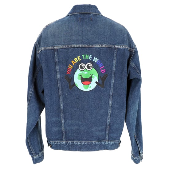 Balenciaga 'You Are The World' Bestickte Jeansjacke aus blauer Baumwolle - Image 3