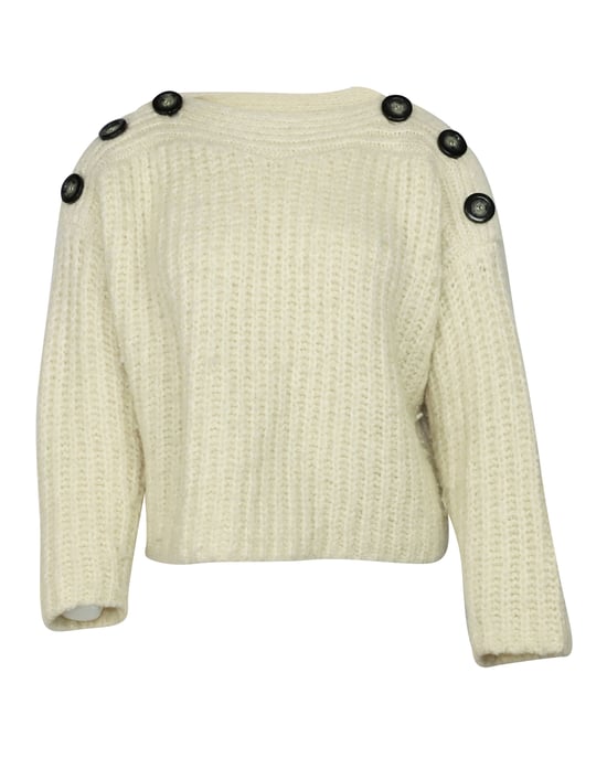 Isabel Marant Pullover mit Knopfdetails aus weißer Wolle - Image 1