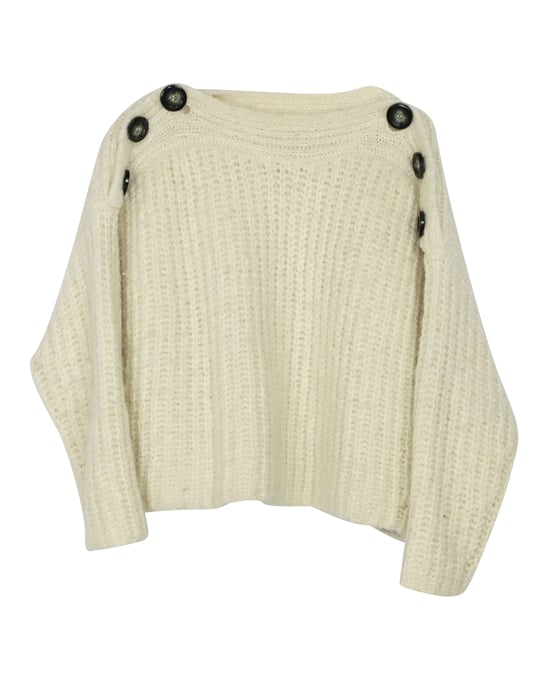 Isabel Marant Pullover mit Knopfdetails aus weißer Wolle - Image 3