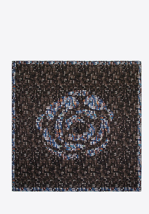 Wittchen Damen-Seidenschal mit braun-blauen Mustern, braun-blaue Seide - Image 1
