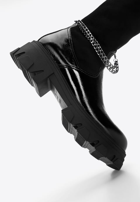 Wittchen Damen-Lackleder-Stiefeletten mit Kette - Image 5