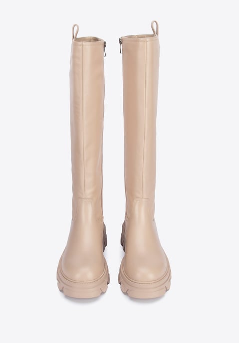 Wittchen Damen-Lederstiefel mit dicken Sohlen, beige, Naturleder - Image 2