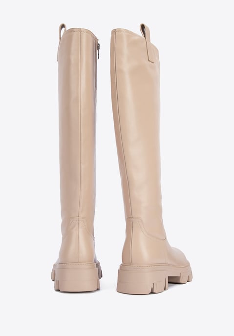 Wittchen Damen-Lederstiefel mit dicken Sohlen, beige, Naturleder - Image 3