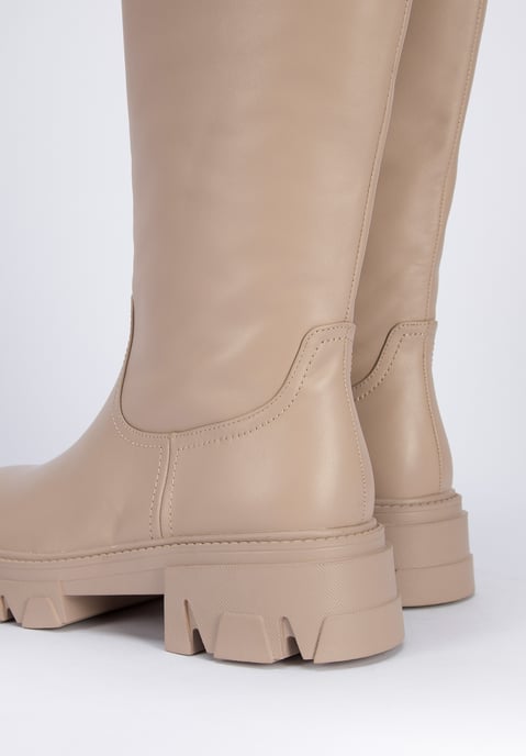 Wittchen Damen-Lederstiefel mit dicken Sohlen, beige, Naturleder - Image 5