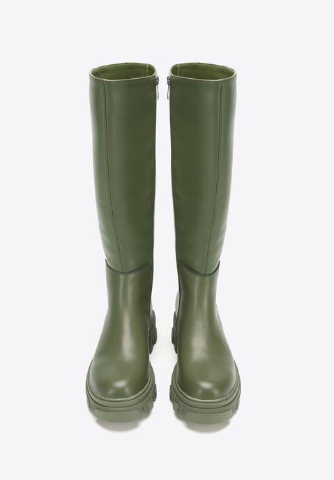 Wittchen Damen-Lederstiefel mit dicker Sohle und Reißverschluss, dunkelgrün - Image 2