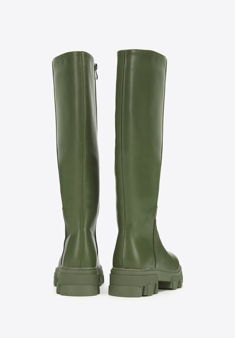 Wittchen Damen-Lederstiefel mit dicker Sohle und Reißverschluss, dunkelgrün - Image 3