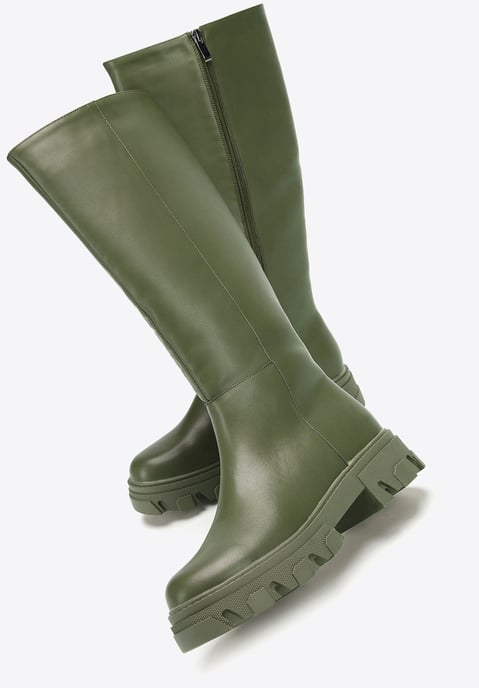 Wittchen Damen-Lederstiefel mit dicker Sohle und Reißverschluss, dunkelgrün - Image 5