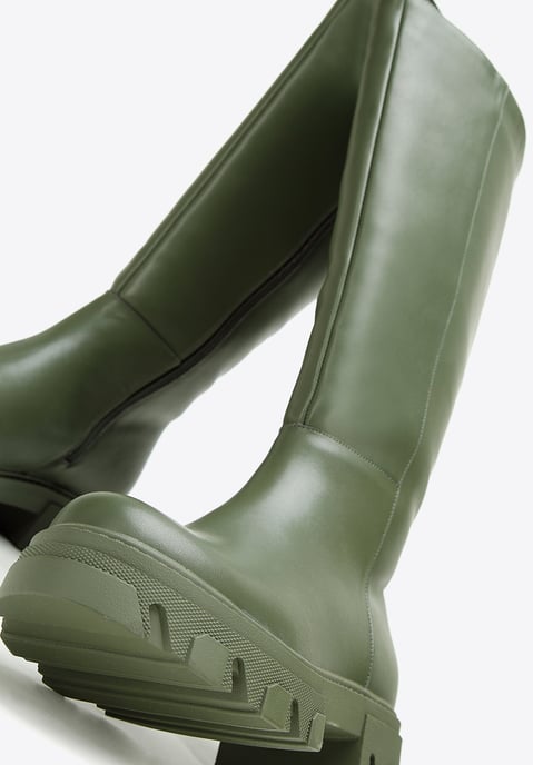 Wittchen Damen-Lederstiefel mit dicker Sohle und Reißverschluss, dunkelgrün - Image 6
