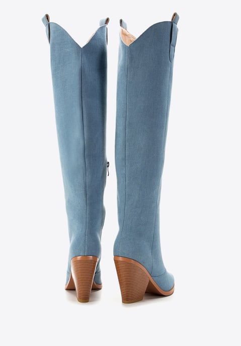 Wittchen Damen-Cowboystiefel, lang, hellblauer Denim, hellblaue Baumwolle - Image 3
