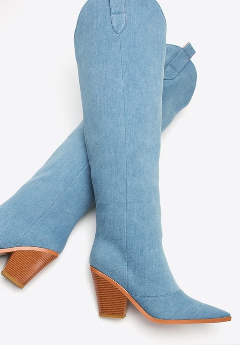 Wittchen Damen-Cowboystiefel, lang, hellblauer Denim, hellblaue Baumwolle - Image 6