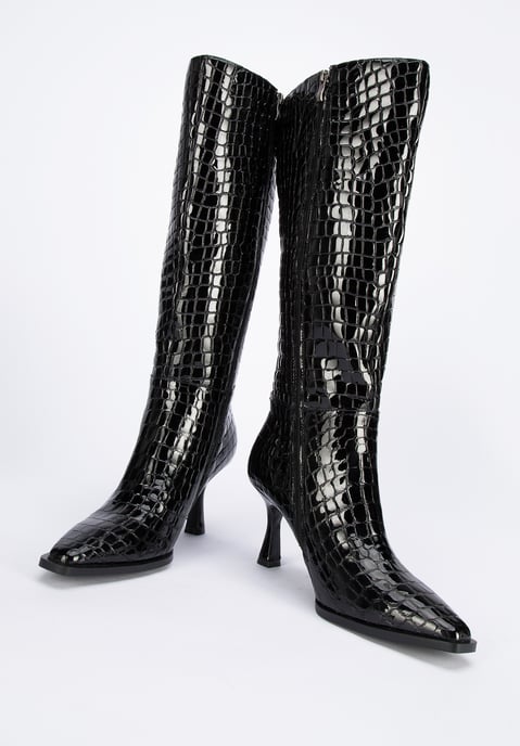 Wittchen Damen-Stiefeletten aus Lackleder mit Krokoprägung und hohem Absatz - Image 5