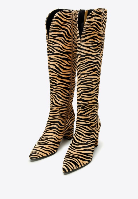 Wittchen Damenstiefel aus Leder mit Tierhaaren, schwarz und braun - Image 1