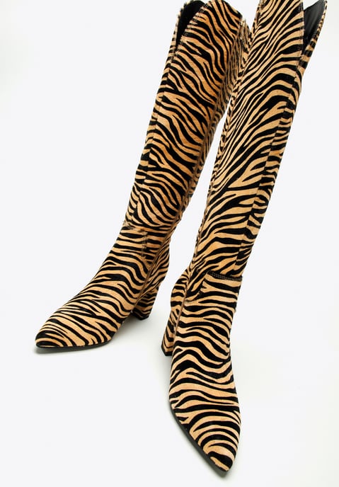 Wittchen Damenstiefel aus Leder mit Tierhaaren, schwarz und braun - Image 4
