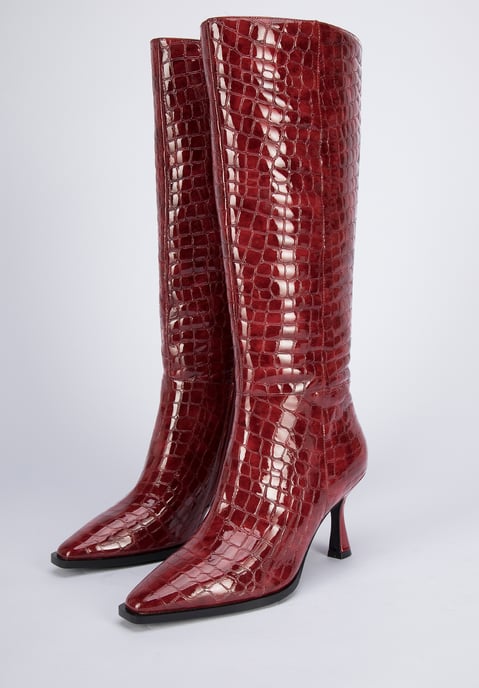 Wittchen Damen-Stiefeletten aus Lackleder mit Krokoprägung und hohem Absatz - Image 5