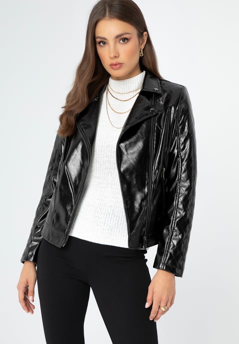 Wittchen Damen-Bikerjacke aus Öko-Leder, schwarz und graphit - Image 1