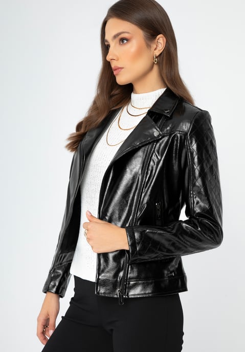 Wittchen Damen-Bikerjacke aus Öko-Leder, schwarz und graphit - Image 2