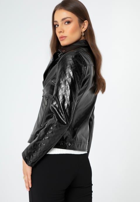 Wittchen Damen-Bikerjacke aus Öko-Leder, schwarz und graphit - Image 3
