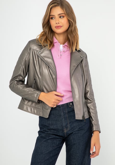 Wittchen Damen-Bikerjacke aus Öko-Leder, Metallic-Braun, Hellbraun - Image 1