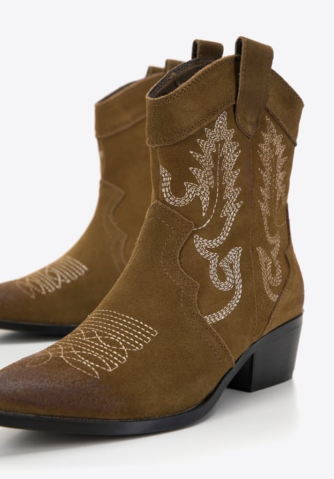Wittchen Damen-Cowboystiefel aus Wildleder mit Stickerei, kurz - Image 5
