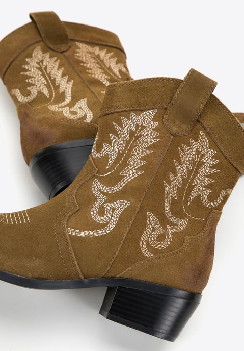 Wittchen Damen-Cowboystiefel aus Wildleder mit Stickerei, kurz - Image 6