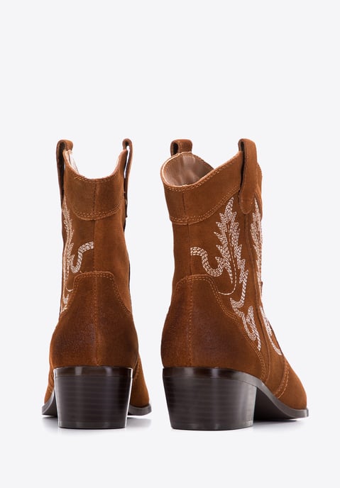 Wittchen Damen-Cowboystiefel aus Wildleder mit Stickerei, kurz - Image 3
