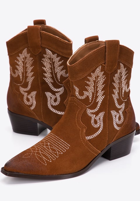 Wittchen Damen-Cowboystiefel aus Wildleder mit Stickerei, kurz - Image 5