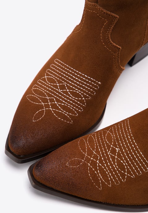 Wittchen Damen-Cowboystiefel aus Wildleder mit Stickerei, kurz - Image 6