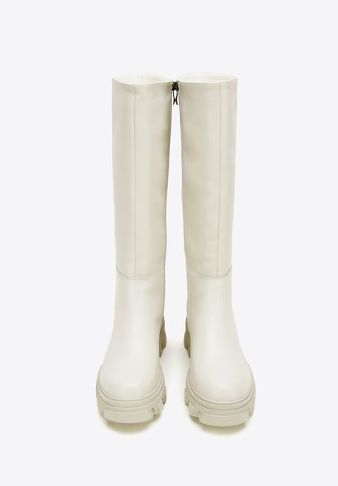 Wittchen Damen-Lederstiefel mit dicker Sohle und Reißverschluss, graubeige - Image 2