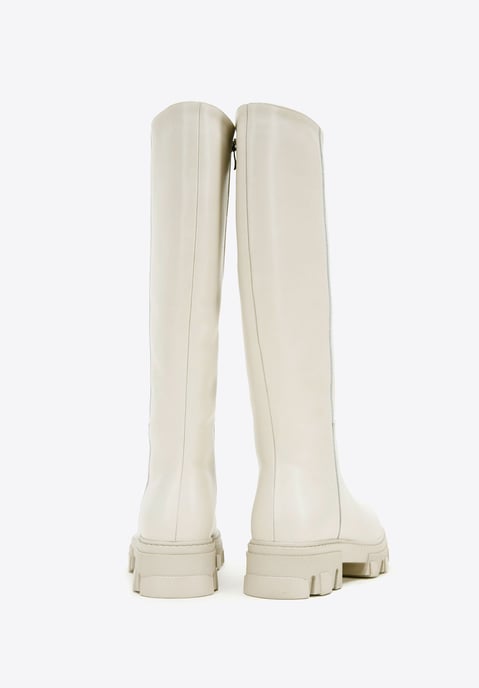 Wittchen Damen-Lederstiefel mit dicker Sohle und Reißverschluss, graubeige - Image 3