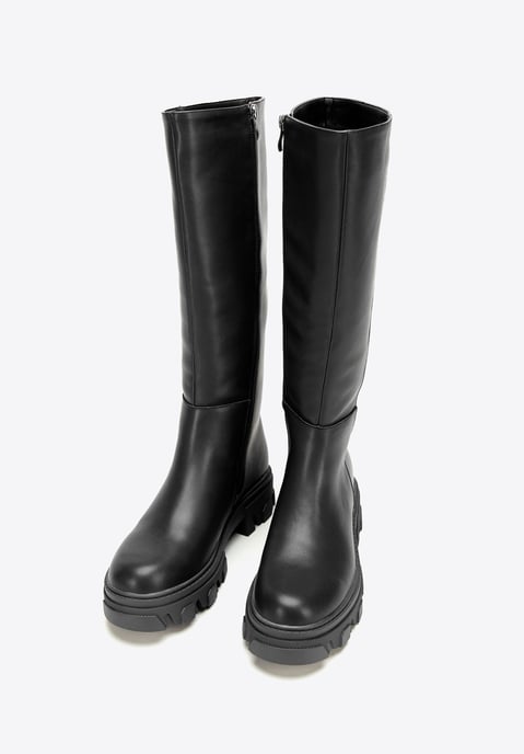 Wittchen Damen-Lederstiefel mit dicker Sohle und Reißverschluss, schwarz - Image 1