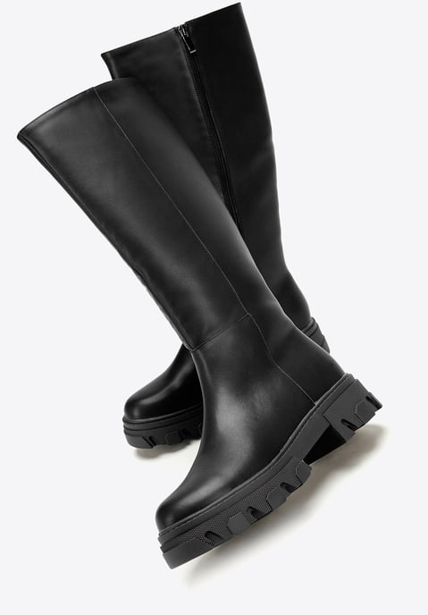Wittchen Damen-Lederstiefel mit dicker Sohle und Reißverschluss, schwarz - Image 5