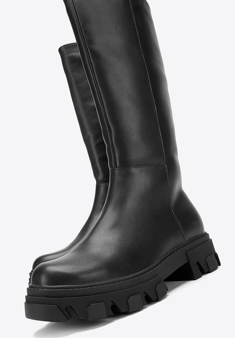 Wittchen Damen-Lederstiefel mit dicker Sohle und Reißverschluss, schwarz - Image 6